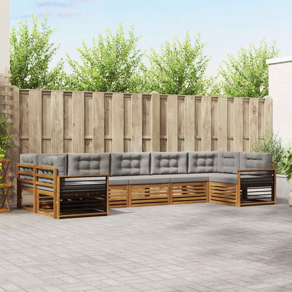 vidaXL &Uacute;ti s&oacute;fasett 7 pcs N&aacute;tt&uacute;rulegt og Lj&oacute;st Gr&aacute;tt Hrein akas&iacute;utr&eacute;