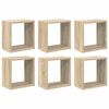 vidaXL Veggfestar Kubbahillur 6 stk. Sonoma Eikarlitur 26x15x26 cm