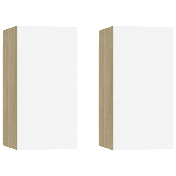 vidaXL Sj&oacute;nvarpssk&aacute;par 2 stk. Hv&iacute;tir&Eik 30,5x30x60 cm Samsettur Vi&eth;ur