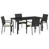vidaXL Gar&eth;ur bor&eth;sett me&eth; p&uacute;&eth;i 5 pcs Svartur p&oacute;l&yacute;rattan