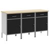 vidaXL Vinnusk&aacute;pur me&eth; sk&uacute;ffu 3 pcs Svartur og gr&aacute;r 150 x 55 x 85 cm