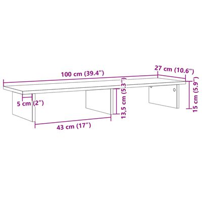 vidaXL Skjástandur Sonoma Eik 100x27x15 cm Spónaplata