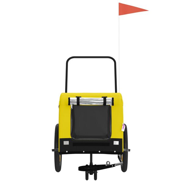 vidaXL G&aelig;lud&yacute;rakerra fyrir Hj&oacute;l Gul og Sv&ouml;rt Oxfordefni & J&aacute;rn