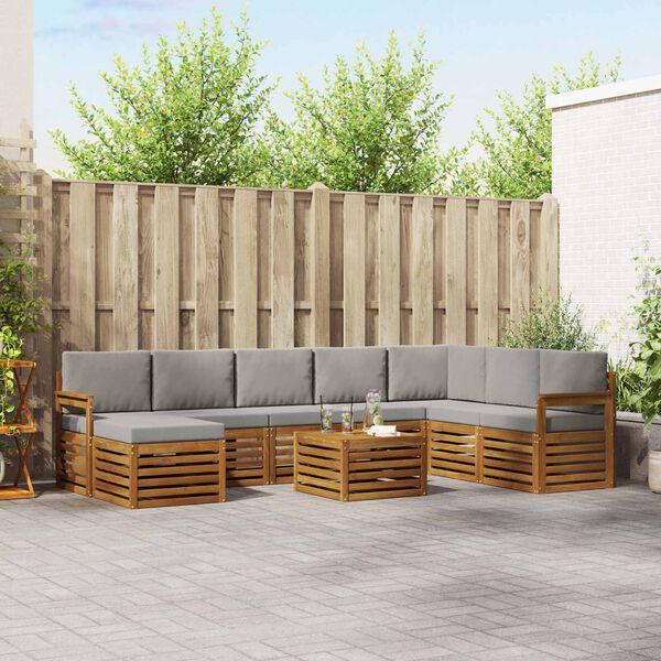 vidaXL Sofav&ouml;ruuppsettning me&eth; p&uacute;&eth;i 9 pcs N&aacute;tt&uacute;rulegt og Lj&oacute;st Gr&aacute;tt