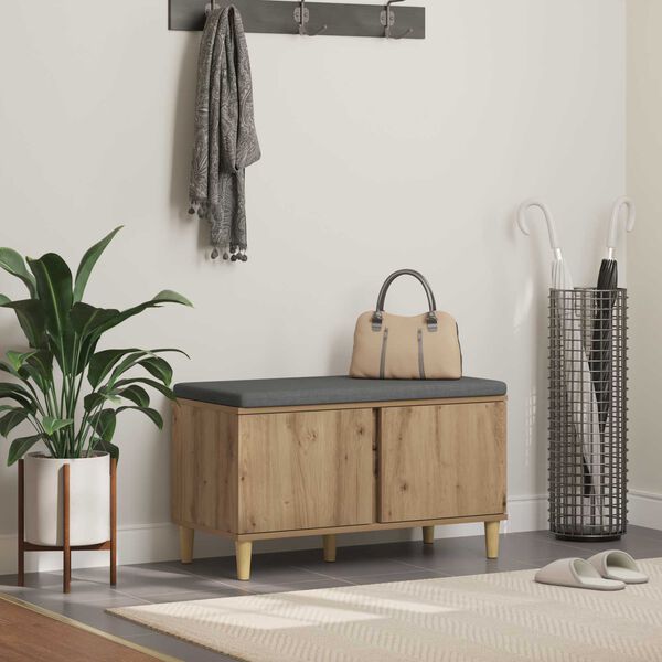 vidaXL Hallarbekk me&eth; p&uacute;&eth;i me&eth; geymslu Artisan Eik 80 x 38 x 46 cm