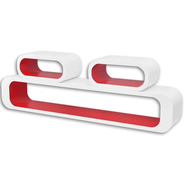 3 Hv&iacute;tar & Rau&eth;ar Veggfestar Kubbahillur MDF B&oacute;kahilla/DVD Hirsla