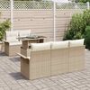 vidaXL Gar&eth;s&oacute;fa sett me&eth; p&uacute;&eth;i 6 pcs Drapplita&eth;ur Poly Rattan