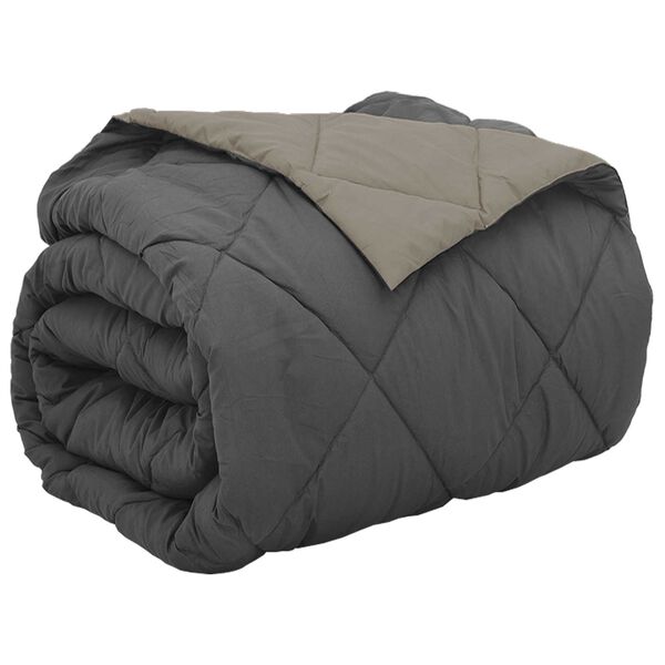 vidaXL Full &aacute;rs d&yacute;na L&eacute;tt gr&aacute;tt og antrac&iacute;t 220 x 200 cm M&iacute;kr&oacute;f&iacute;ber