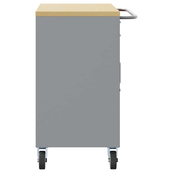 vidaXL Vinnusk&aacute;pur me&eth; sk&uacute;ffu 3 pcs Svartur og gr&aacute;r 75 x 45 x 85 cm