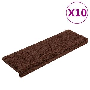 vidaXL Stigamottur 10 stk 65x21x4 cm br&uacute;nar r&eacute;tthyrndar br&uacute;nir