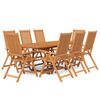 vidaXL 9 Hluta Gar&eth;bor&eth;stofusett Gegnheill Akas&iacute;uvi&eth;ur 160-240 cm