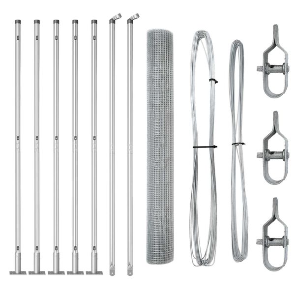 vidaXL Gir&eth;ingarp&oacute;stur Silfur 10 x 1 m (12 x 12 mm net) St&aacute;l