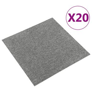 vidaXL Teppaflísar 20 stk. 5 m² 50x50 cm Gráar