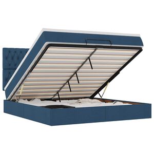 vidaXL Ottoman R&uacute;m me&eth; D&yacute;nu & LED Bl&aacute;um 160x200cm Efni