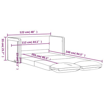 vidaXL Gólfsvefnsófi 2-í-1 Vínrautt 122x204x55 cm Flauel