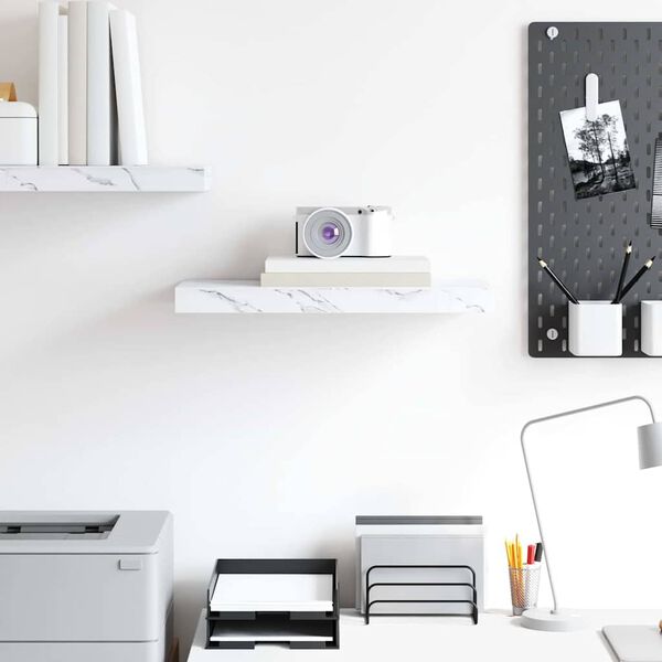 vidaXL Vegghylla Hv&iacute;tt marmara 50 x 23 x 4 cm Samsettur vi&eth;ur