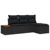 vidaXL Gar&eth;s&oacute;fa sett me&eth; p&uacute;&eth;i me&eth; kodda 4 pcs Svartur p&oacute;l&yacute;rattan