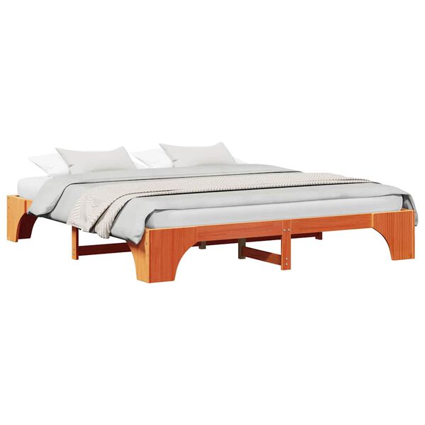 vidaXL Ramsvík Vaxbrúnn 180 x 200 cm Solid furuhikk