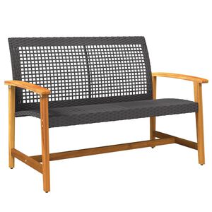 vidaXL Gar&eth;bor&eth; Svart 112 cm P&oacute;l&yacute;rattan og Akas&iacute;uvi&eth;ur