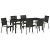 vidaXL Gar&eth;ur bor&eth;sett me&eth; p&uacute;&eth;i 7 pcs Svartur p&oacute;l&yacute;rattan