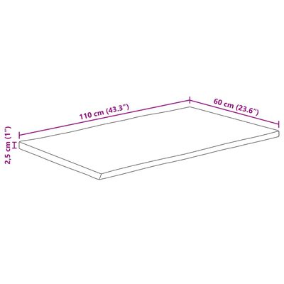 vidaXL Borðplata 110x60x2,5cm Náttúrulegum Brúnum Gegnheill Mangóviður