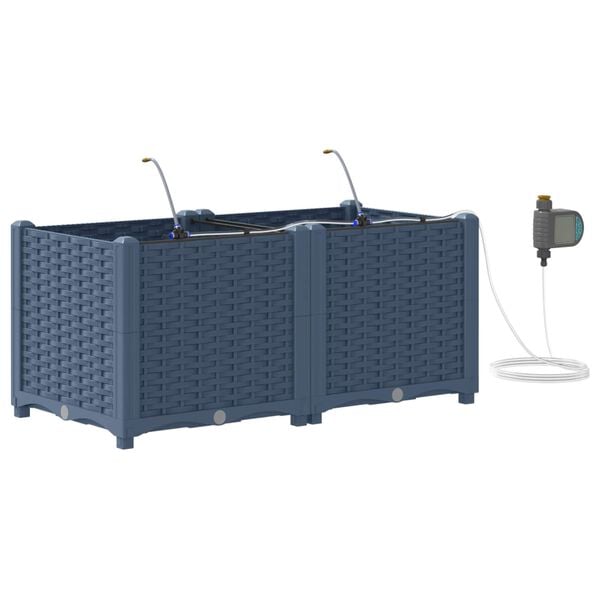 vidaXL Gar&eth;pl&ouml;ntukassi 2 pcs Gr&aacute;r 80 x 40 x 37,5 cm Plast