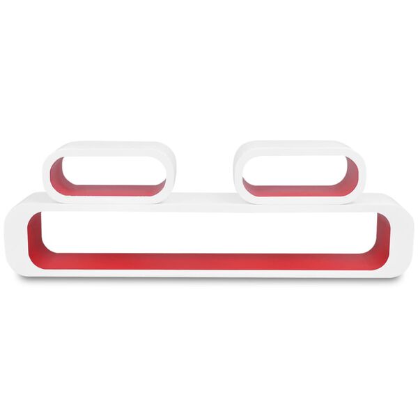 3 Hv&iacute;tar & Rau&eth;ar Veggfestar Kubbahillur MDF B&oacute;kahilla/DVD Hirsla