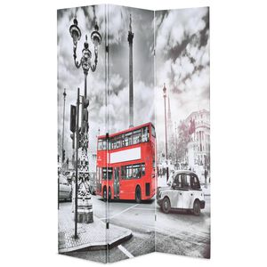 vidaXL Fellanlegt Skilr&uacute;m 120x170 cm London Str&aelig;tisvagn Svart og Hv&iacute;tt