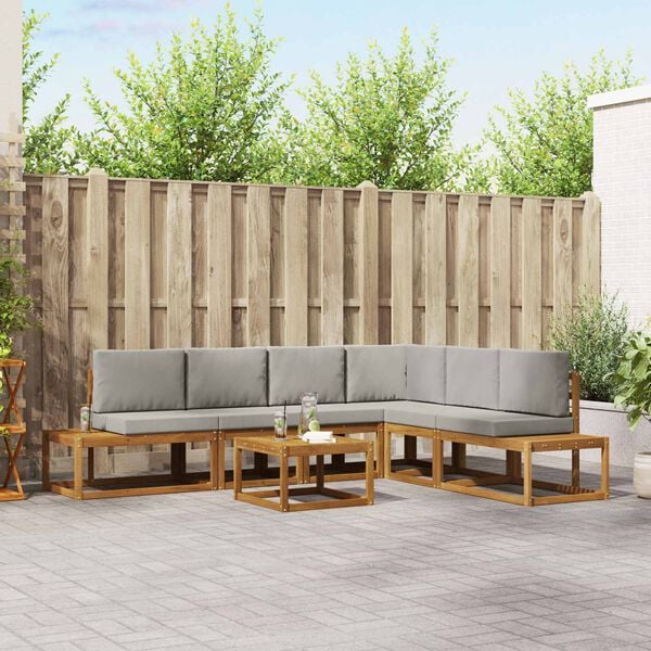 vidaXL &Uacute;ti s&oacute;fasett me&eth; p&uacute;&eth;i 7 Stykki N&aacute;tt&uacute;rulegt og Lj&oacute;st Gr&aacute;tt