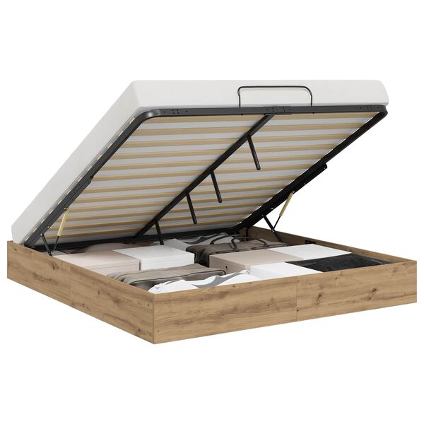 vidaXL Ott&oacute;man s&aelig;ngurrammi Listama&eth;ur Eik 203 x 160 x 25 cm