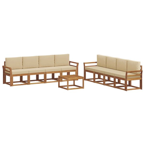 vidaXL &Uacute;ti s&oacute;fasett me&eth; p&uacute;&eth;i 9 pcs N&aacute;tt&uacute;rulegt og B&eacute;ig Hrein akas&iacute;utr&eacute;