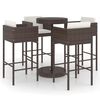 vidaXL 5 Parta Barsett &iacute; Gar&eth;inn me&eth; Sessum P&oacute;l&yacute;rattan Br&uacute;nt