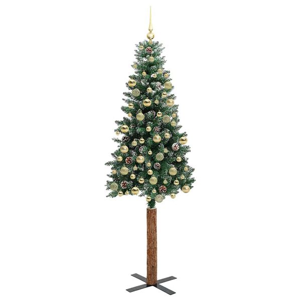 vidaXL Mj&oacute;tt j&oacute;latr&eacute; me&eth; 300 LED Gr&aelig;nn 210 cm PVC og solid furuvi&eth;