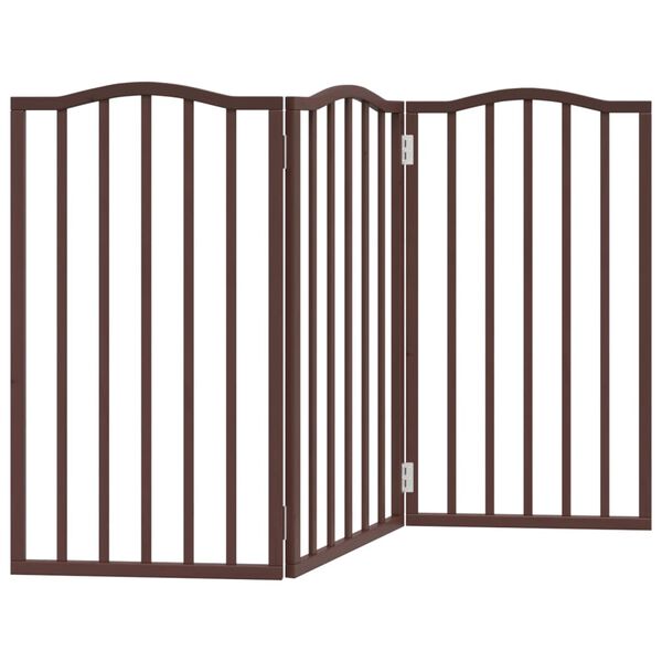 vidaXL Hundahlið Fellanlegt 3 Panels Brún Eik 150 cm Poplar Wood