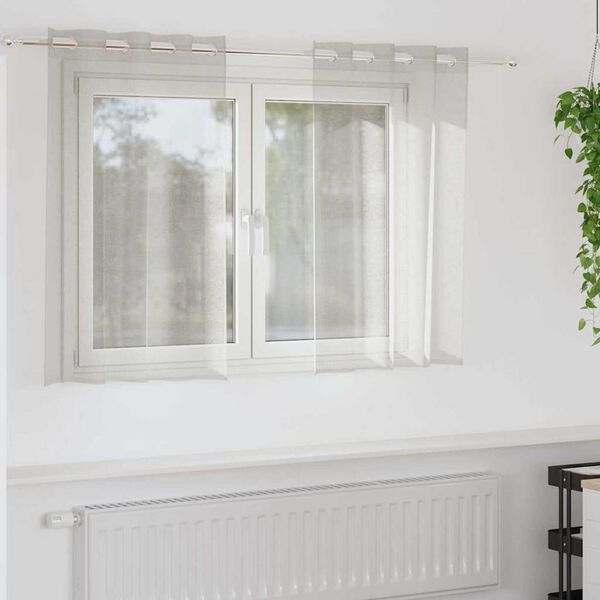 vidaXL Voile gardína 2 pcs Rjómalitur 140 x 140 cm Pólýester