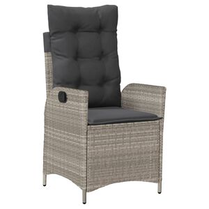 vidaXL Hallanlegur Garðstóll með Sessum Ljósgráir Pólýrattan