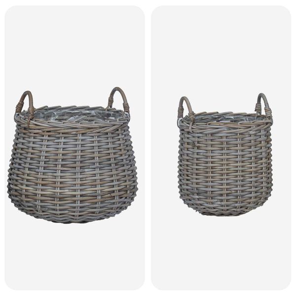 vidaXL Pl&ouml;ntuk&ouml;rfu me&eth; geymslu 2 pcs Gr&aacute;r Lacak Rattan