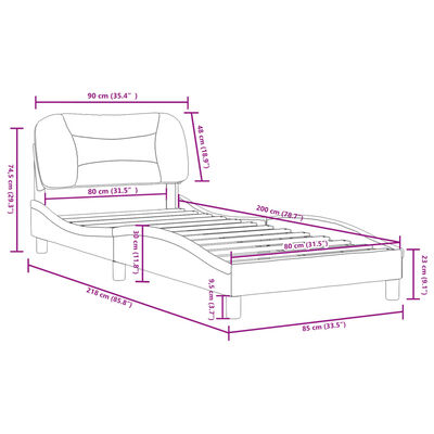 vidaXL Rúmgrind án Dýnu Blár 80x200 cm Tauáklæði