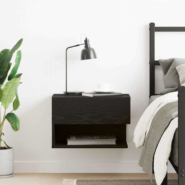 vidaXL Noat&ouml;flu sk&aacute;pur Svartur Eik 46 x 30 x 30 cm Samsettur vi&eth;ur