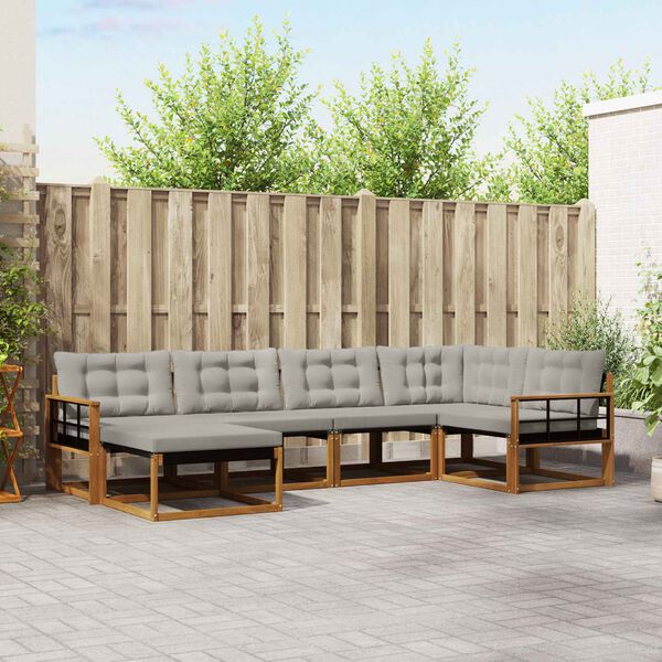 vidaXL &Uacute;ti s&oacute;fasett 6 pcs N&aacute;tt&uacute;rulegt og Lj&oacute;st Gr&aacute;tt Hrein akas&iacute;utr&eacute;