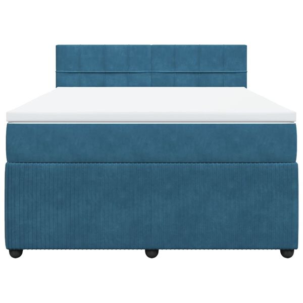 vidaXL H&oacute;lfa&eth; Springr&uacute;m me&eth; D&yacute;nu Bl&aacute;tt 140x190 cm Flauel