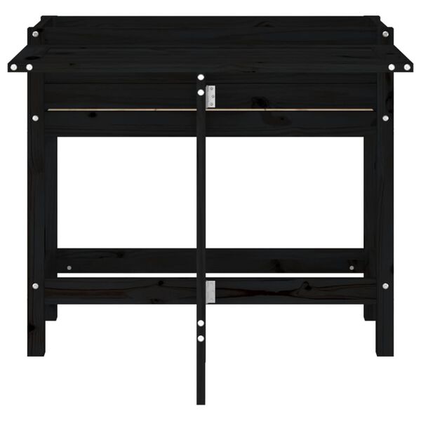 vidaXL Gróðurker með Fellanlegri Borðplötu Svart Gegnheil Fura