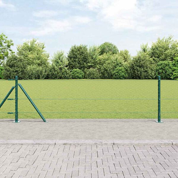 vidaXL Gir&eth;ingarp&oacute;stur Gr&aelig;nn 25 x 0,6 m (25 mm net) St&aacute;l og PVC