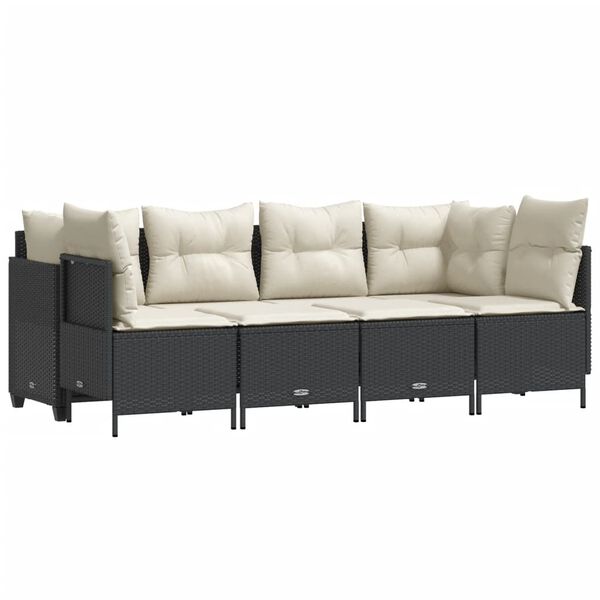 vidaXL 5 Hluta Gar&eth;s&oacute;fasett me&eth; Sessum Svart P&oacute;l&yacute;rattan