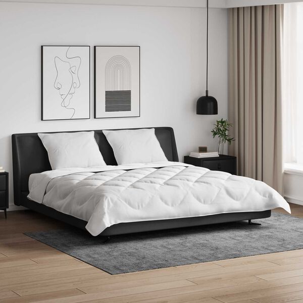 vidaXL D&uacute;kur me&eth; p&uacute;&eth;um me&eth; kodda 3 pcs Hv&iacute;tt M&iacute;kr&oacute;f&iacute;ber