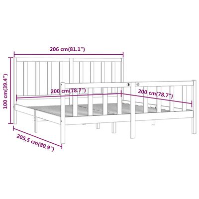 vidaXL Rúmgrind Hunangsbrún Gegnheil Viður 200x200 cm