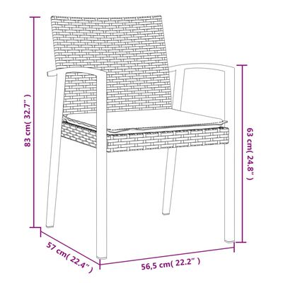 vidaXL Garðstólar með Sessum 4 stk. Svartur 56,5x57x83 cm Pólýrattan