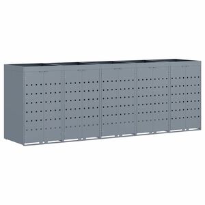 vidaXL R&uacute;llusk&aacute;pur fyrir 5 ruslatunnur Lj&oacute;sgr&aacute;r 340 x 77,5 x 121,5 cm