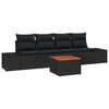 vidaXL Gar&eth;s&oacute;fa sett me&eth; p&uacute;&eth;i 5 pcs Svartur p&oacute;l&yacute;rattan