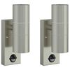 vidaXL Utandyra veggl&yacute;sing 2 pcs Silfur 7 x 10 x 22 cm